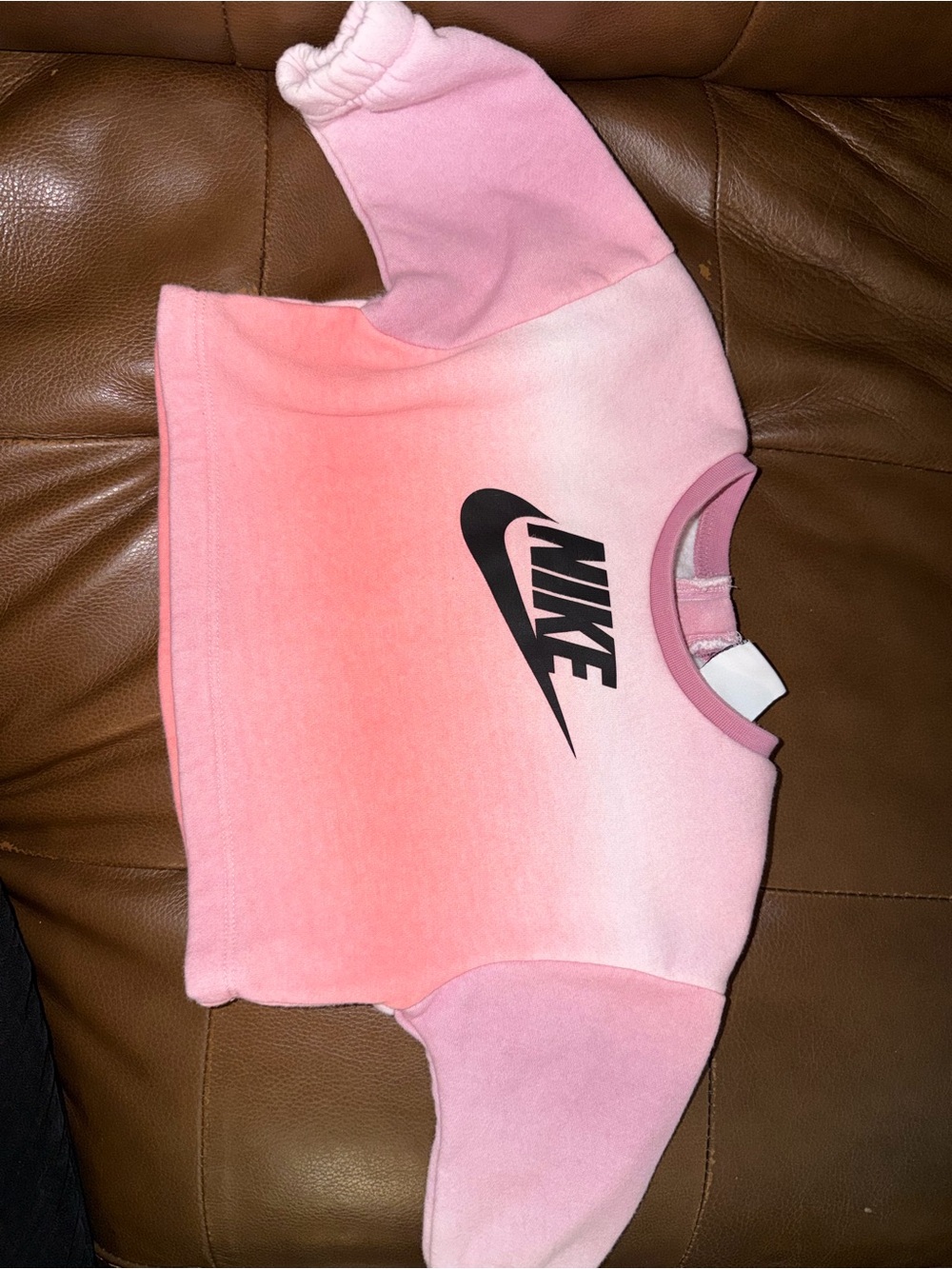 Nike Kids Pink to Coral Ombre Sweatshirt with Black Logo